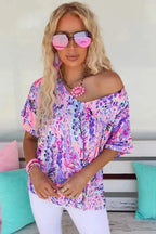 Purple Abstract Floral Print Sleeveless Maxi Dress - Fashionfitz