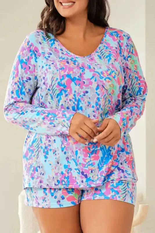 Purple Abstract Floral Print Sleeveless Maxi Dress - Fashionfitz