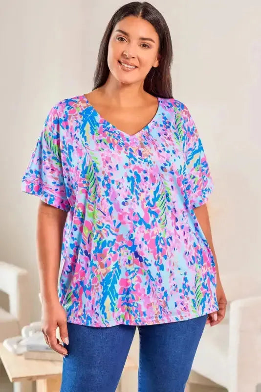 Purple Abstract Floral Print Sleeveless Maxi Dress - Fashionfitz