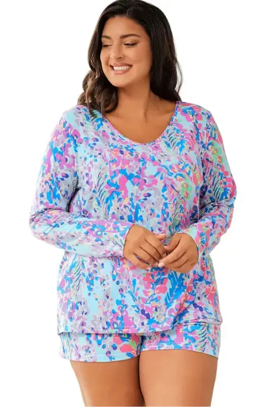 Purple Abstract Floral Print Sleeveless Maxi Dress - Fashionfitz