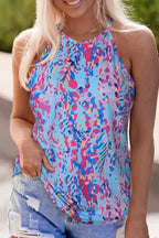 Purple Abstract Floral Print Sleeveless Maxi Dress - Fashionfitz