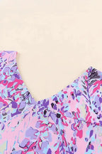 Purple Abstract Floral Print Sleeveless Maxi Dress - Fashionfitz