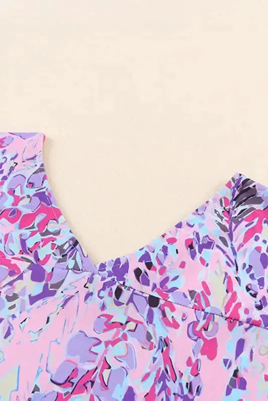 Purple Abstract Floral Print Sleeveless Maxi Dress - Fashionfitz