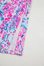 Purple Abstract Floral Print Sleeveless Maxi Dress - Fashionfitz