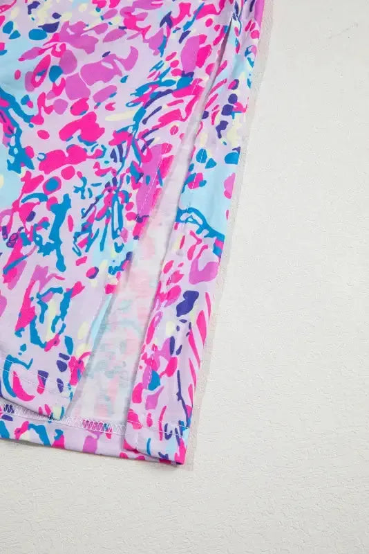 Purple Abstract Floral Print Sleeveless Maxi Dress - Fashionfitz