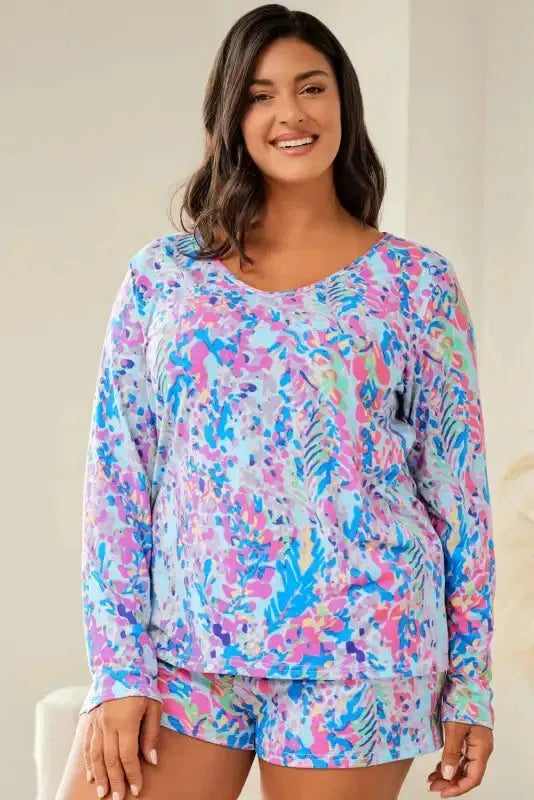Purple Abstract Floral Print Sleeveless Maxi Dress - Fashionfitz