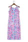 Purple abstract floral print sleeveless maxi dress - dresses