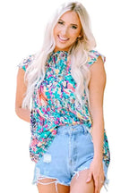 Purple Abstract Floral Print Sleeveless Maxi Dress - Fashionfitz