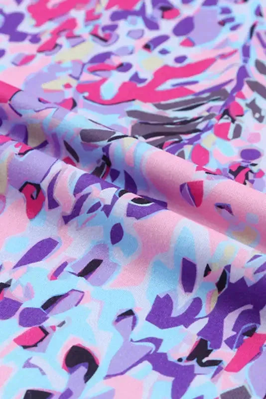 Purple Abstract Floral Print Sleeveless Maxi Dress - Fashionfitz
