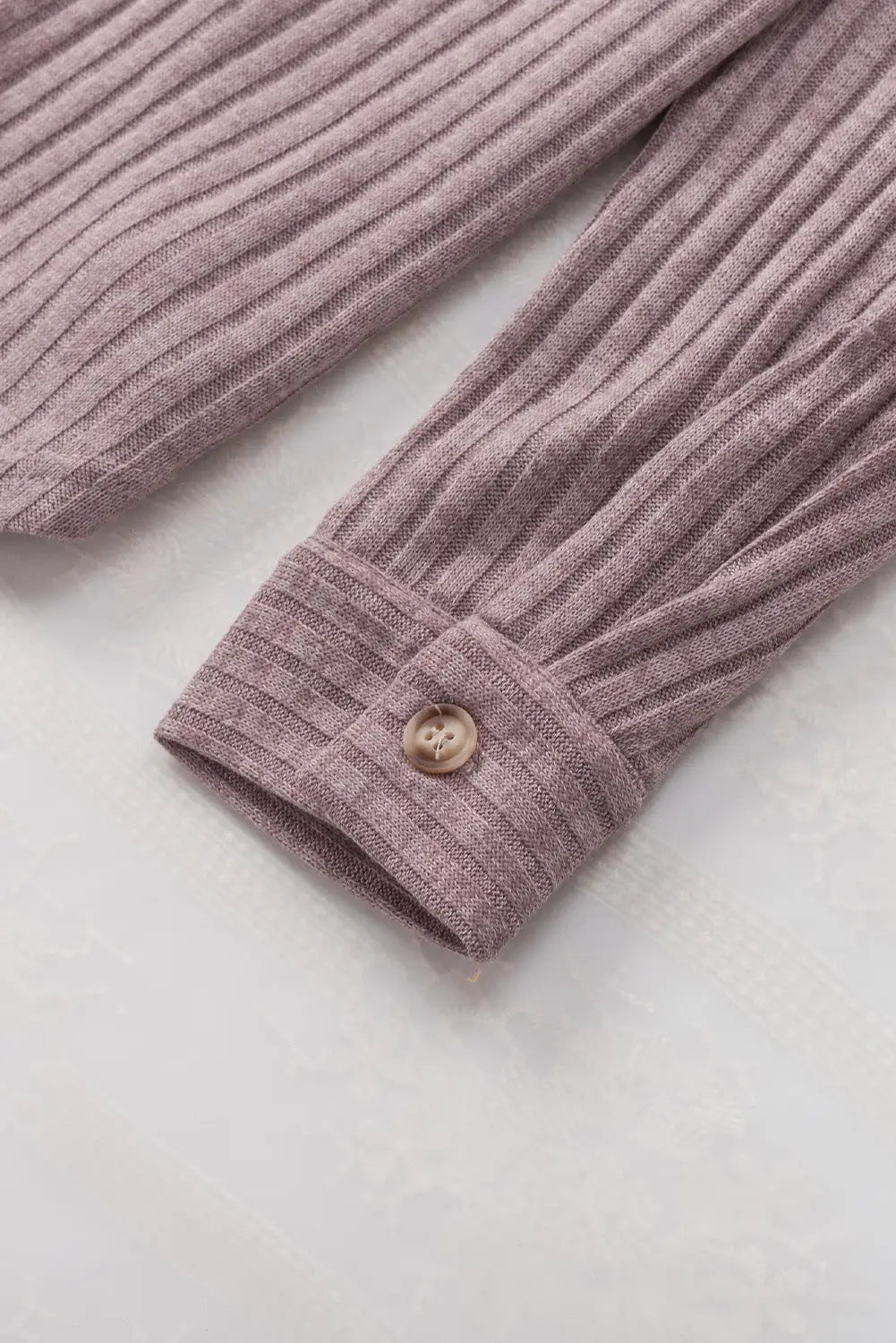 Purple button flap pocket ribbed knit shacket - shackets