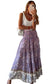 Purple floral print shirred high waist maxi skirt - skirts