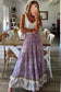 Purple floral print shirred high waist maxi skirt - skirts