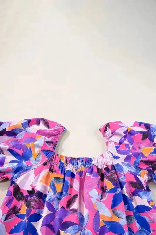 Purple Flower Mini Dress - Fashionfitz