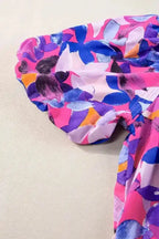 Purple Flower Mini Dress - Fashionfitz