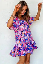 Purple Flower Mini Dress - Fashionfitz