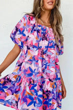 Purple Flower Mini Dress - Fashionfitz