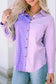 Purple mixed plaid button down long sleeve chest pocket shirt - blouses & shirts