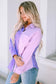 Purple mixed plaid button down long sleeve chest pocket shirt - blouses & shirts