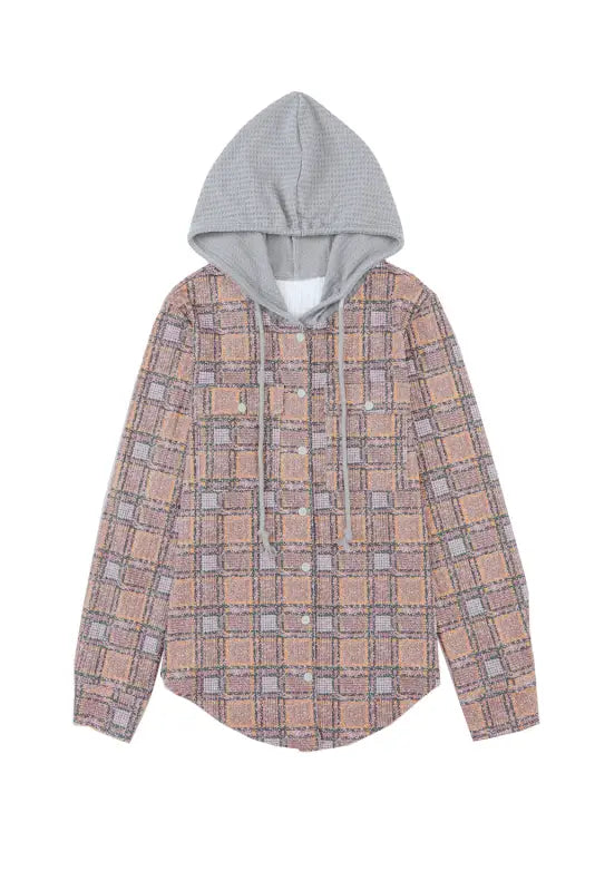 Purple plaid hooded shacket - shackets