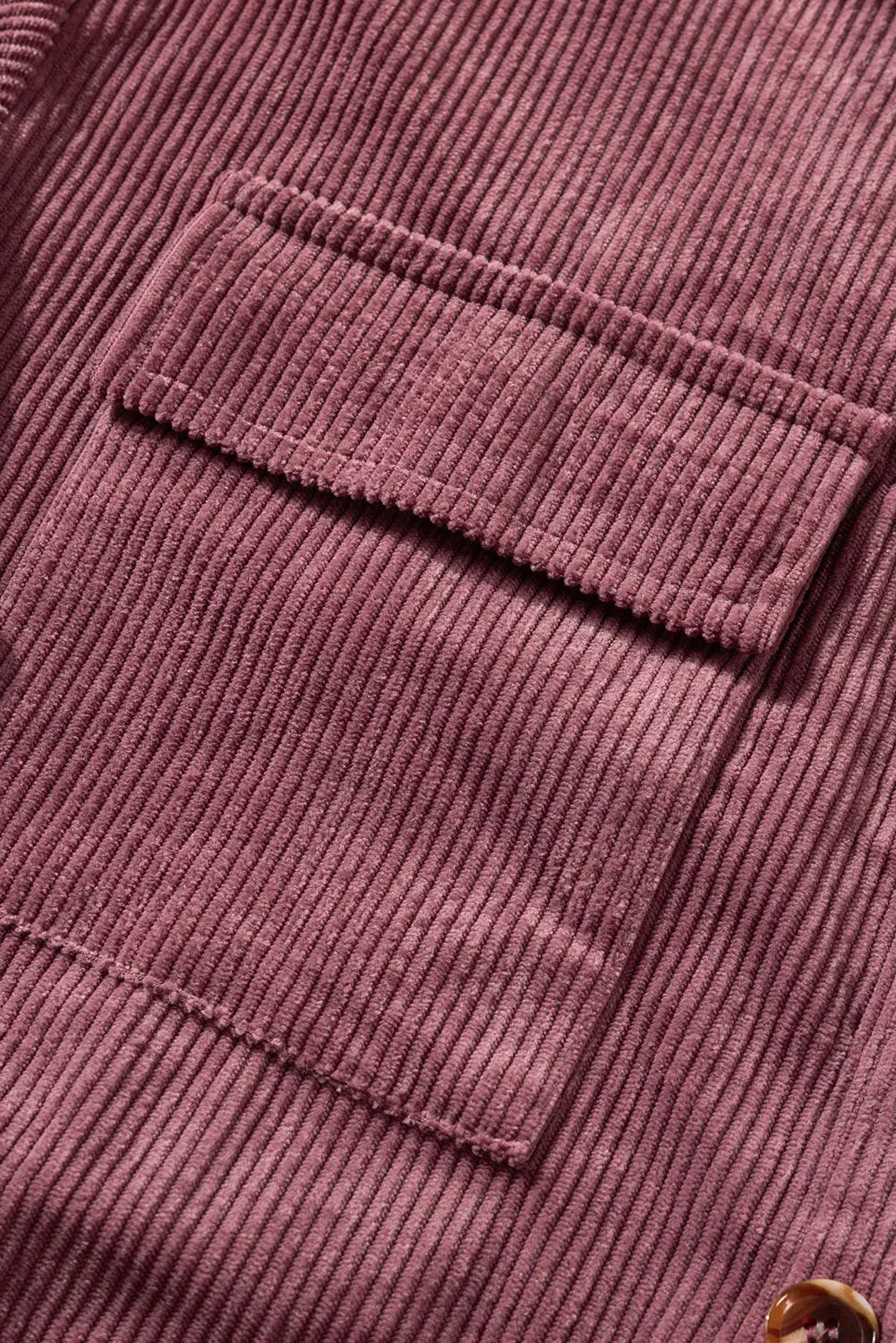 Purple red pocketed button ribbed textured shacket - shackets