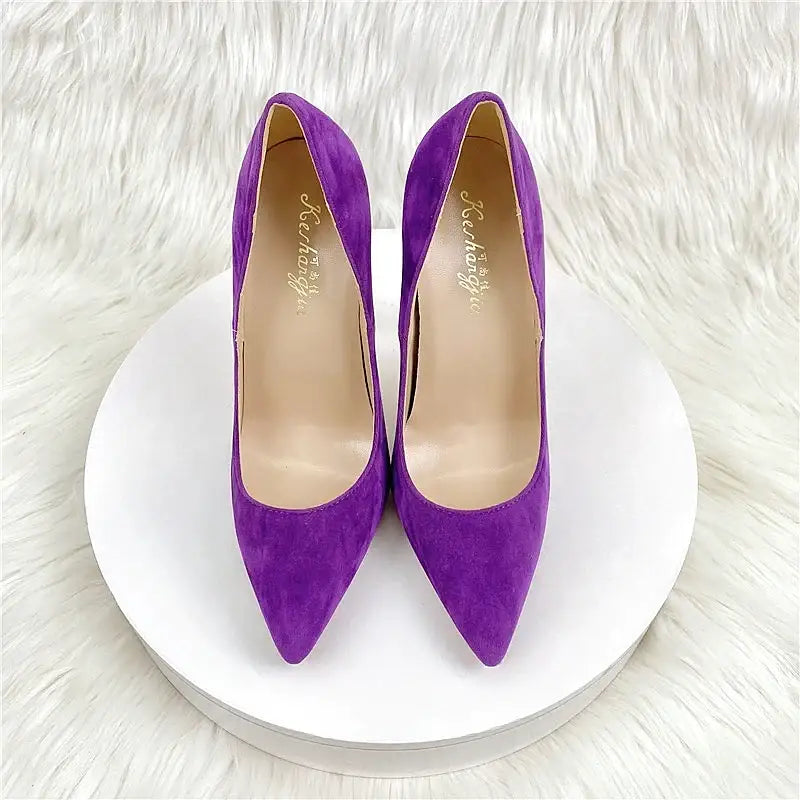 Purple suede high heels stiletto shoes - pumps