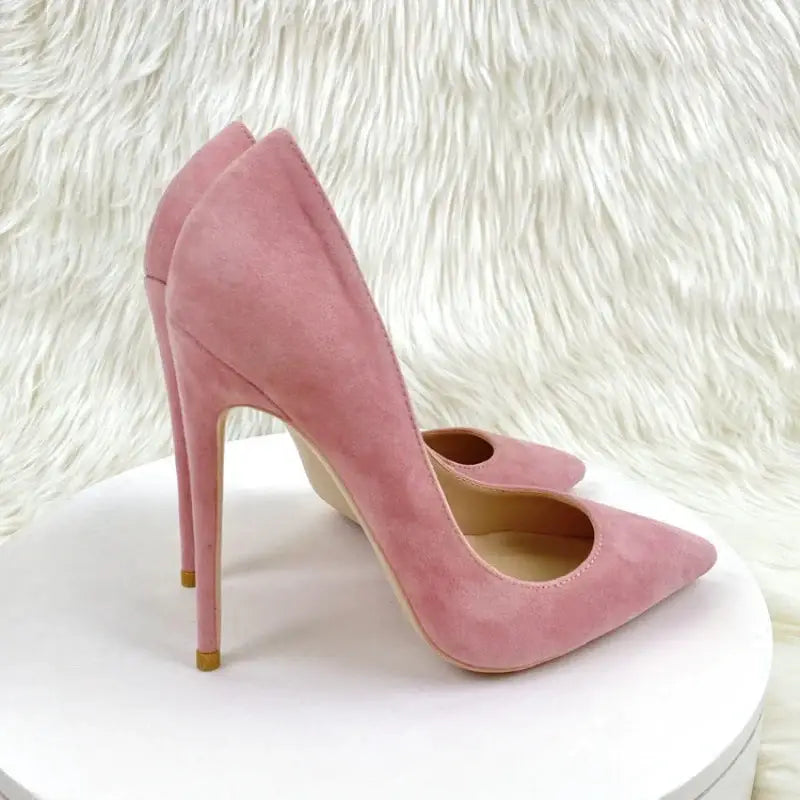 Purple suede high heels stiletto shoes - pink 12cm / 34 - pumps