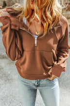 Quarter Zip Kangaroo Pocket Hoodie - Fashionfitz