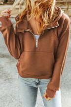 Quarter Zip Kangaroo Pocket Hoodie - Fashionfitz