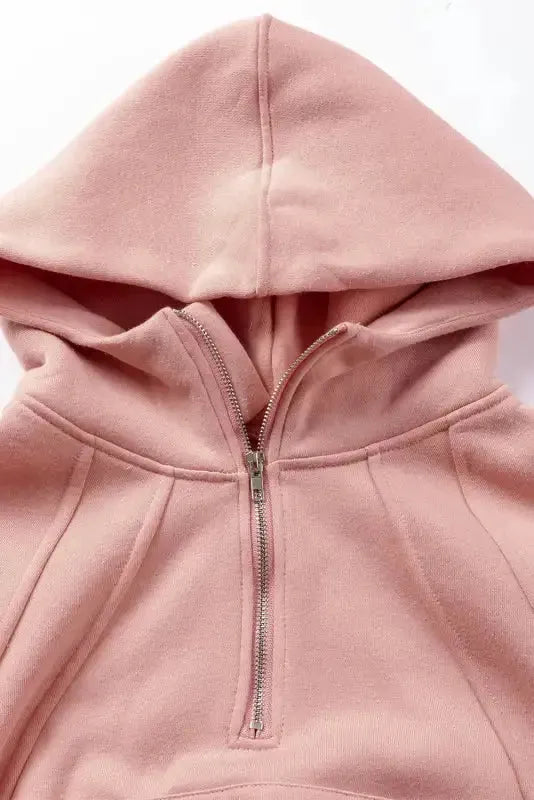 Quarter Zip Kangaroo Pocket Hoodie - Fashionfitz