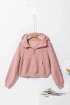 Quarter Zip Kangaroo Pocket Hoodie - Fashionfitz