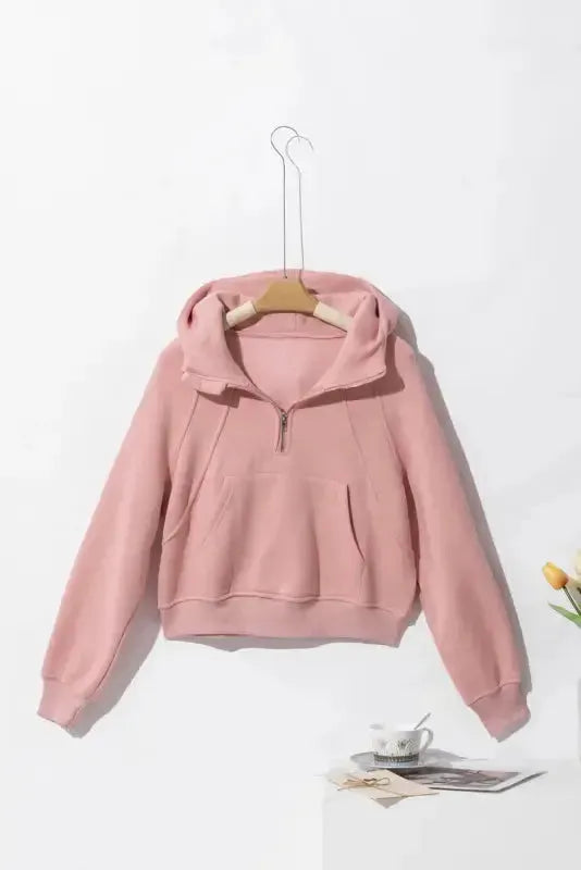 Quarter Zip Kangaroo Pocket Hoodie - Fashionfitz