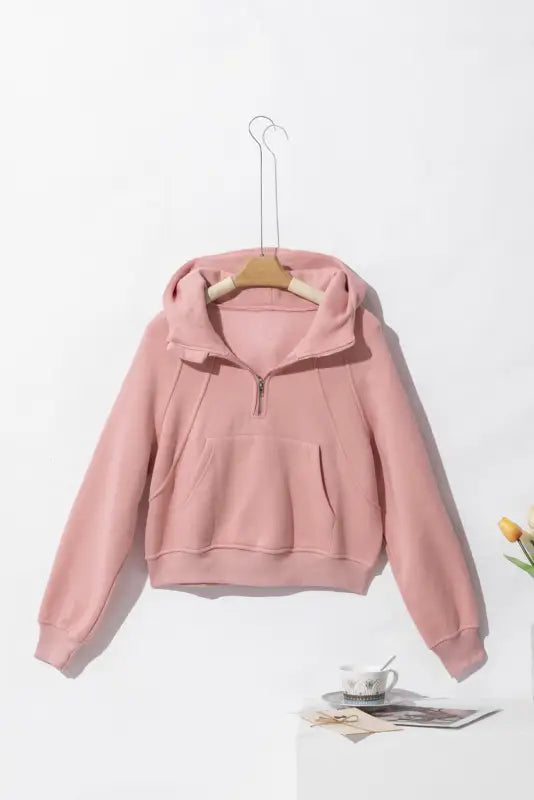 Quarter zip kangaroo pocket hoodie | cozy hoodies | fashionfitz