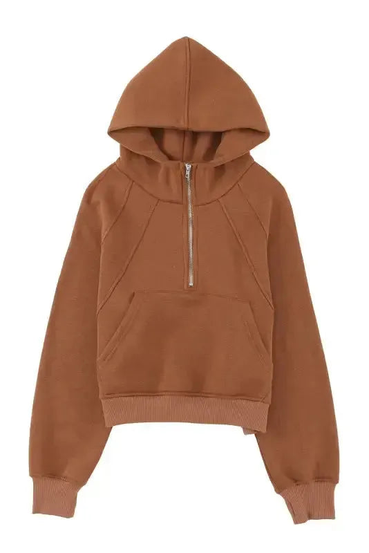 Quarter Zip Kangaroo Pocket Hoodie - Fashionfitz