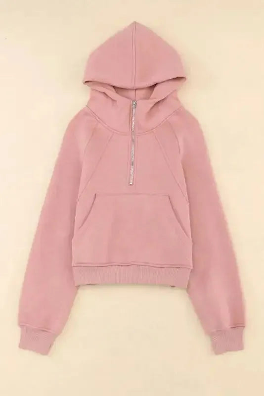 Quarter Zip Kangaroo Pocket Hoodie - Fashionfitz