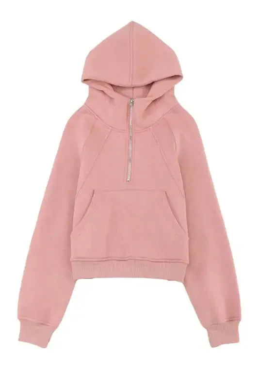 Quarter Zip Kangaroo Pocket Hoodie - Fashionfitz