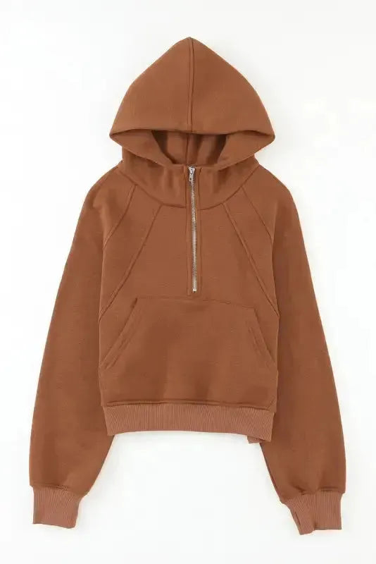 Quarter Zip Kangaroo Pocket Hoodie - Fashionfitz