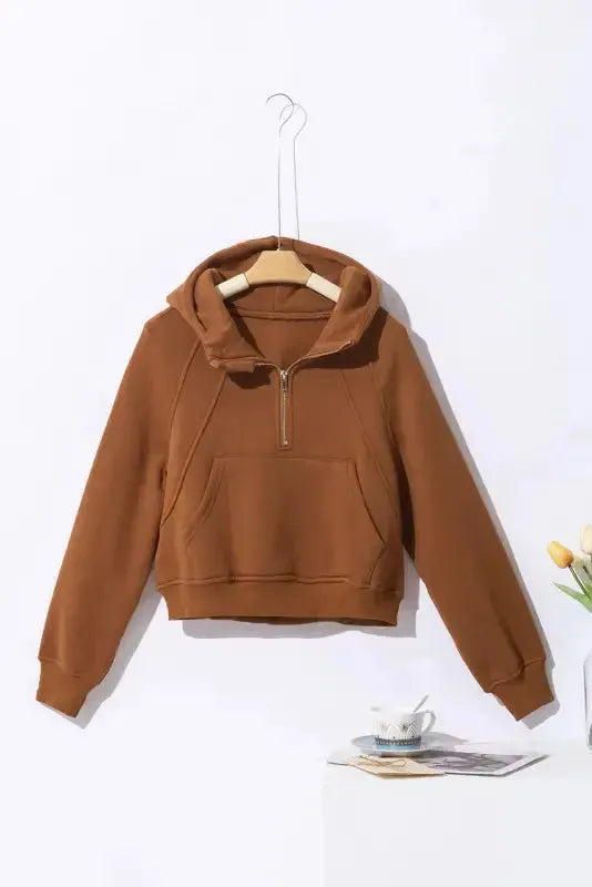 Quarter Zip Kangaroo Pocket Hoodie - Fashionfitz