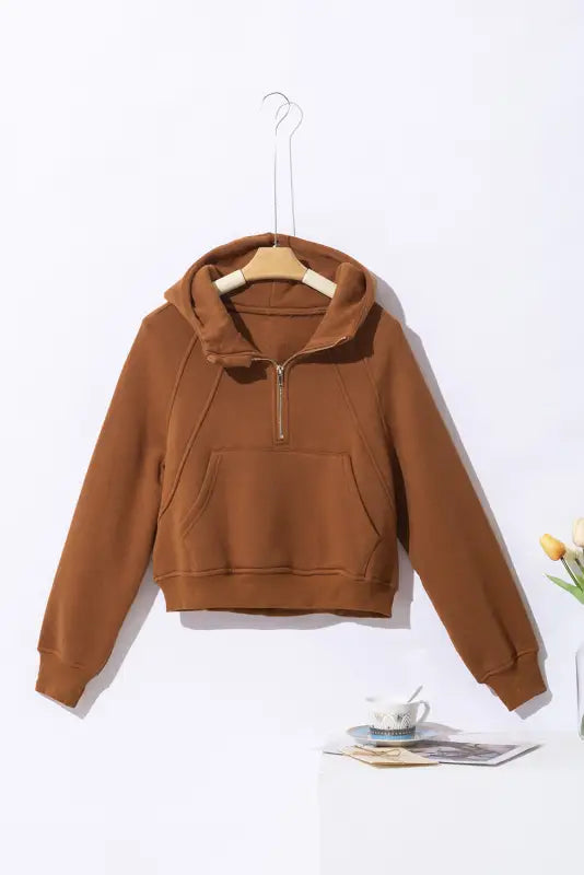 Quarter zip kangaroo pocket hoodie | cozy hoodies | fashionfitz