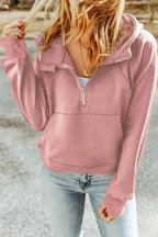 Quarter Zip Kangaroo Pocket Hoodie - Fashionfitz