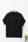 Black quarter zip short batwing sleeve sweater - sweaters &