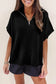 Black quarter zip short batwing sleeve sweater - sweaters &