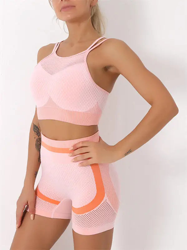 Quick drying activewear shorts set - pink / s