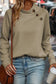 Apricot quilted buttoned neckline stand neck pullover sweatshirt - sweatshirts & hoodies