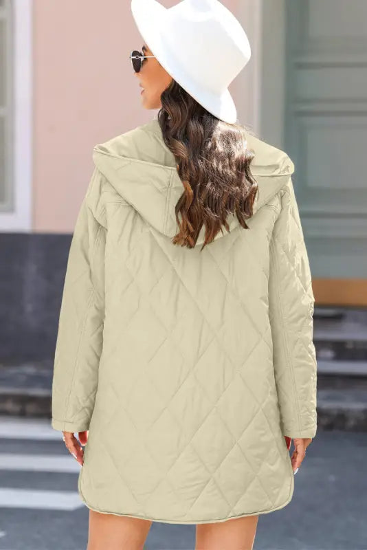 Quilted snap hooded jacket