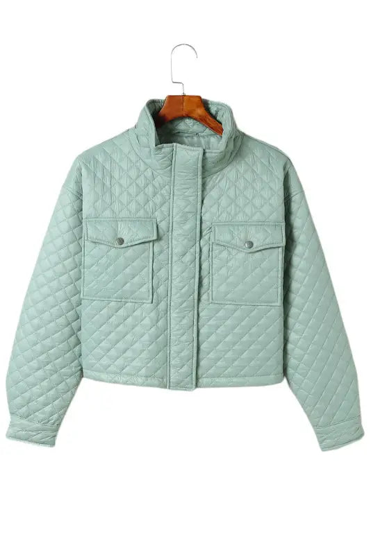 Quilted zip-up cropped jacket - jackets