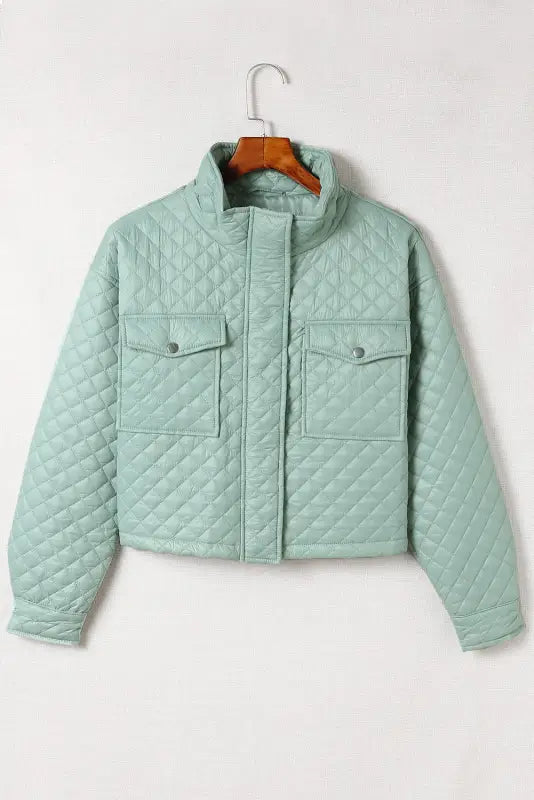 Quilted zip-up cropped jacket - jackets