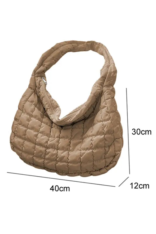 Quilted zipper large shoulder bag - crossbody bags