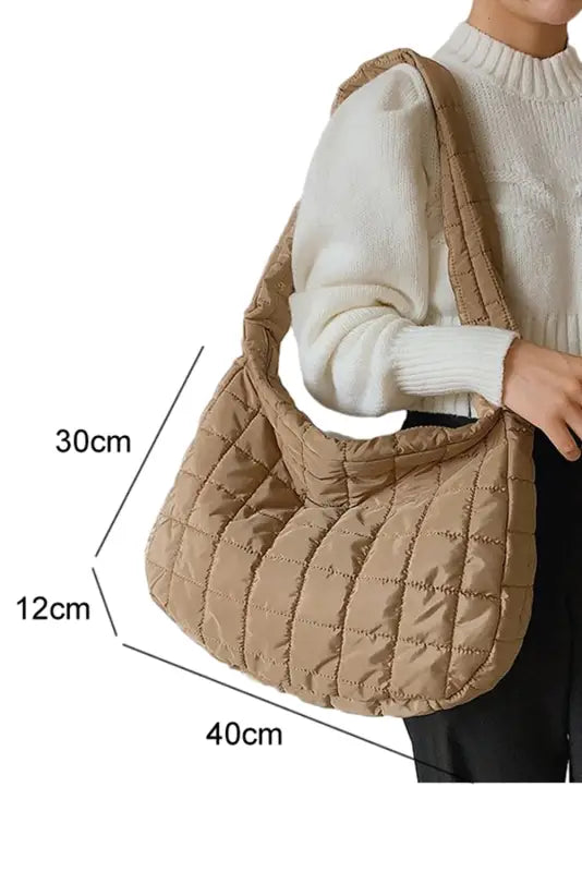 Quilted zipper large shoulder bag - crossbody bags