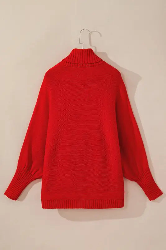 Racing red valentine love letter embroidered high neck sweater - tops