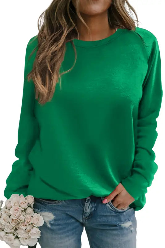 Green solid round neck raglan sleeve sweatshirt - sweatshirts & hoodies